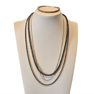 Italian Sterling Silver Stamped .925 Vintage Necklace Bracelet 4 Piece Bundle